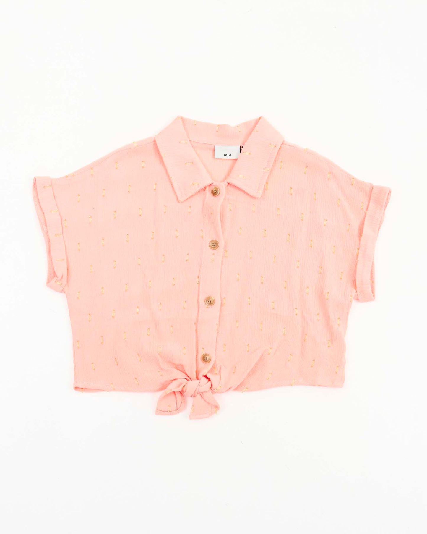 Youth Girls Metalic Stitch Crop Tee