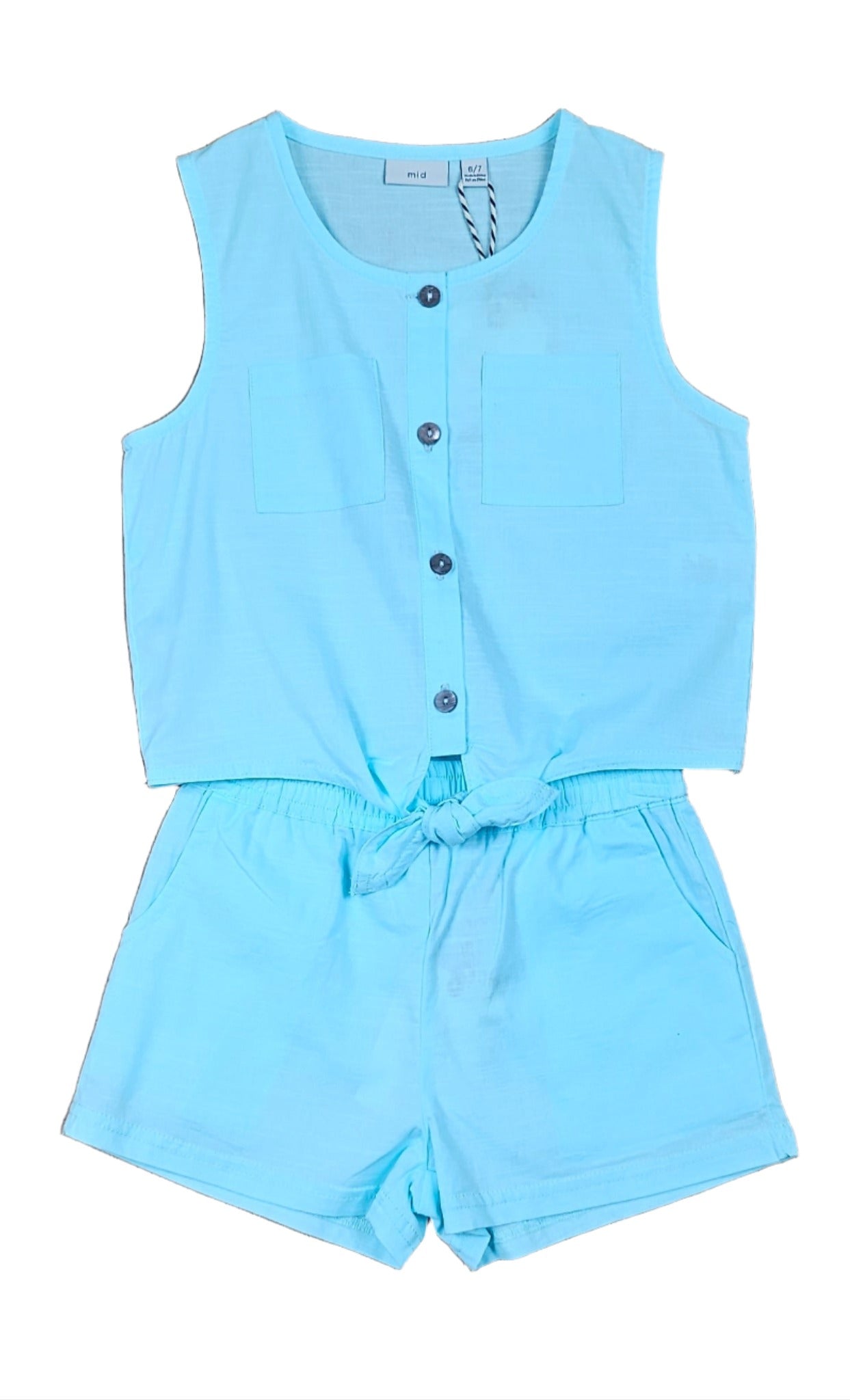 Knot Front Tank Top Aqua