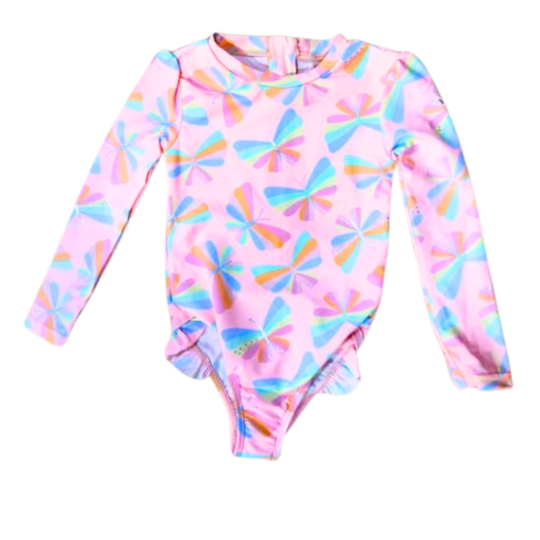 Girl's Ruffle Rashguard Swimsuit