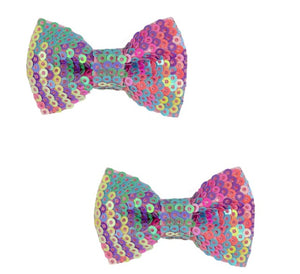 Rainbow Sequin Bows 2pc