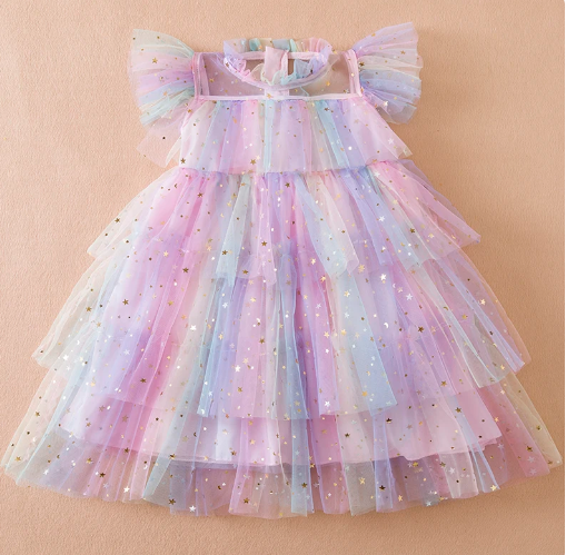 Starry Rainbow Tulle Dress