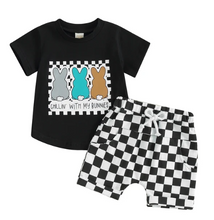 Load image into Gallery viewer, Chillin With My Bunnies Checkered Short Set
