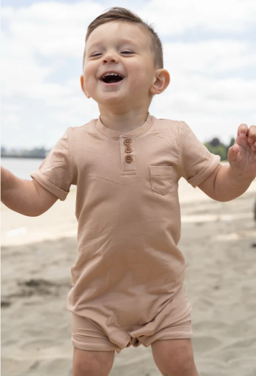 Bamboo Short Sleeve Romper with Buttons