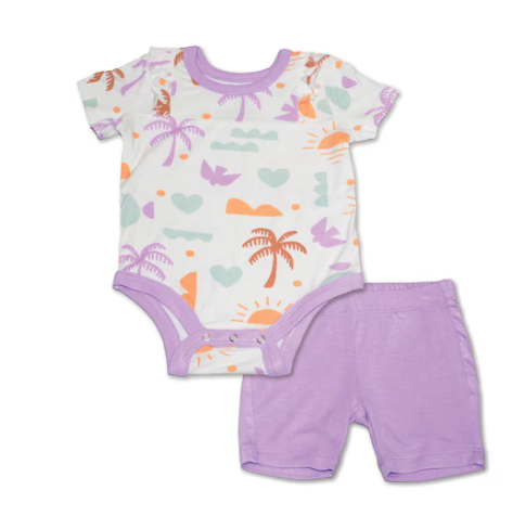 Bamboo Ruffle Onesie & Knee Leggings -Boho Surf