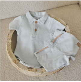 Ribbed Polo & Shorts Set
