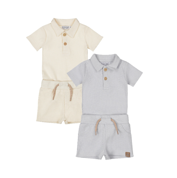 Ribbed Polo & Shorts Set