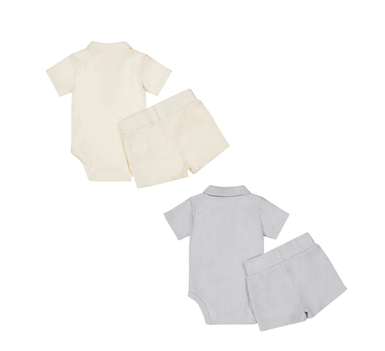 Ribbed Polo & Shorts Set