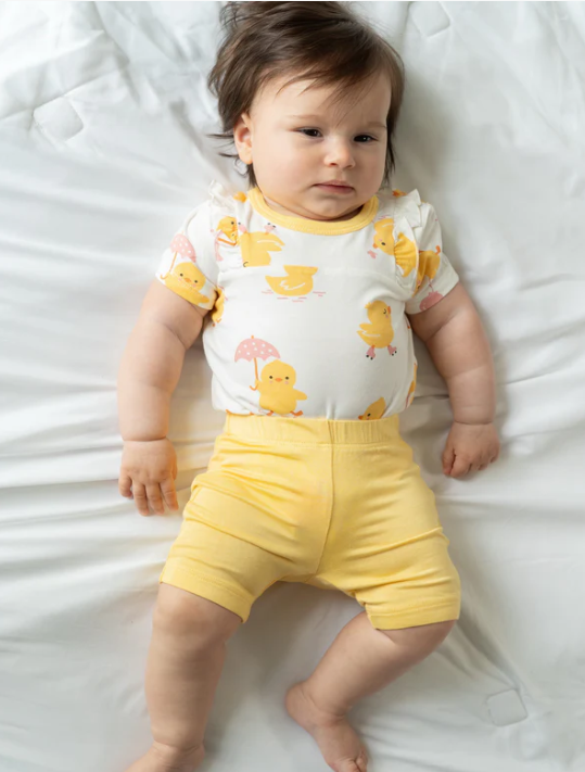 Bamboo Ruffle Onesie & Knee Leggings -Little Chick