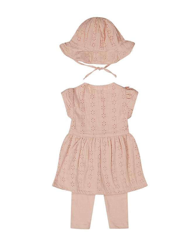 Light Coral Eyelet Set with Hat