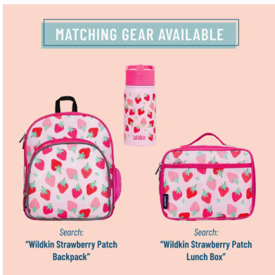 14 oz Steel Water Bottle Strawberry Patch
