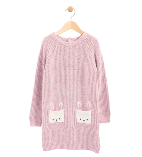 Girl's Chunky Knit Dress with Tights