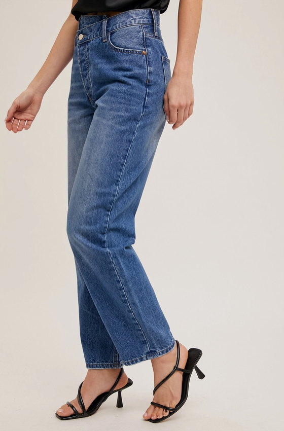 Asymmetrical Waist Jeans