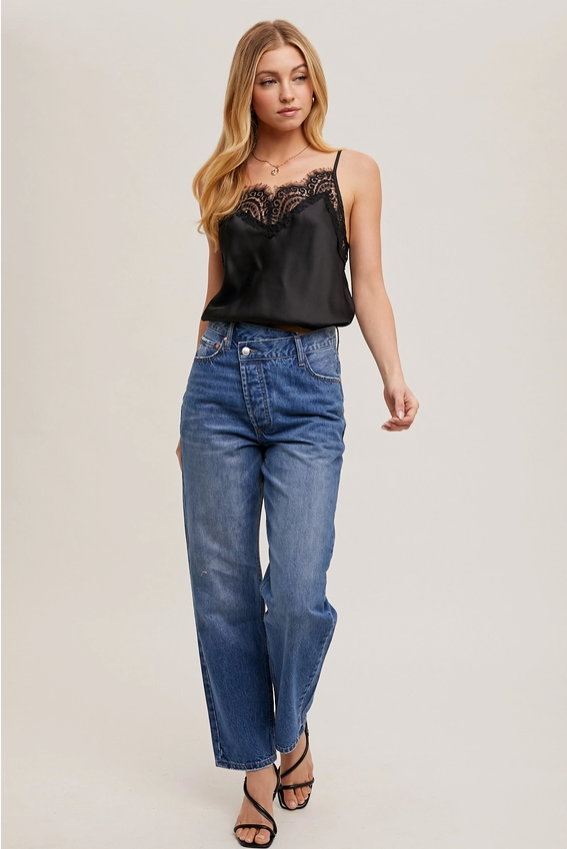 Asymmetrical Waist Jeans