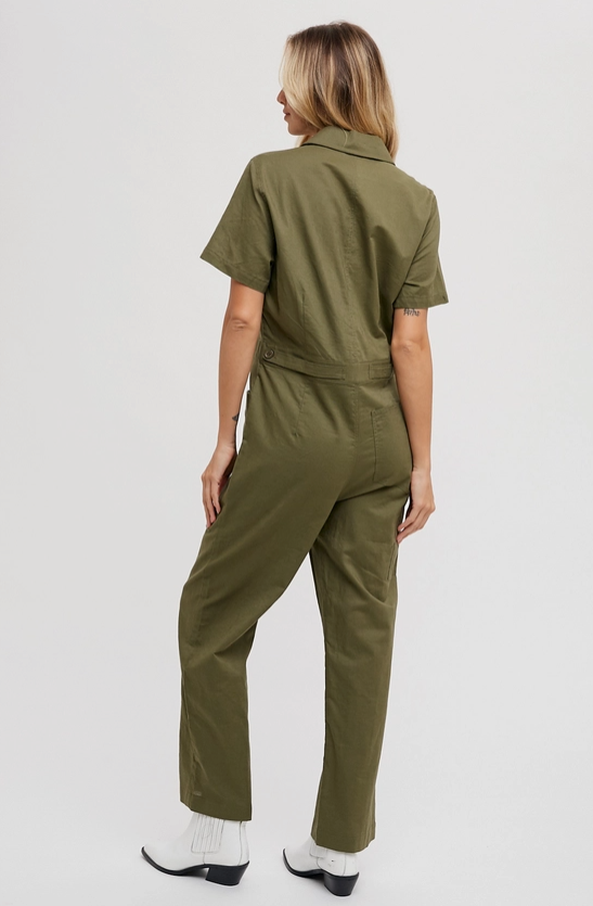 Button Down Short Sleeved Jumpsuit