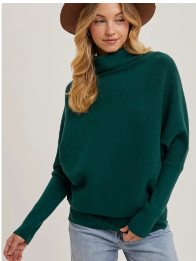Slouch Neck Dolman Sleeved Pullover