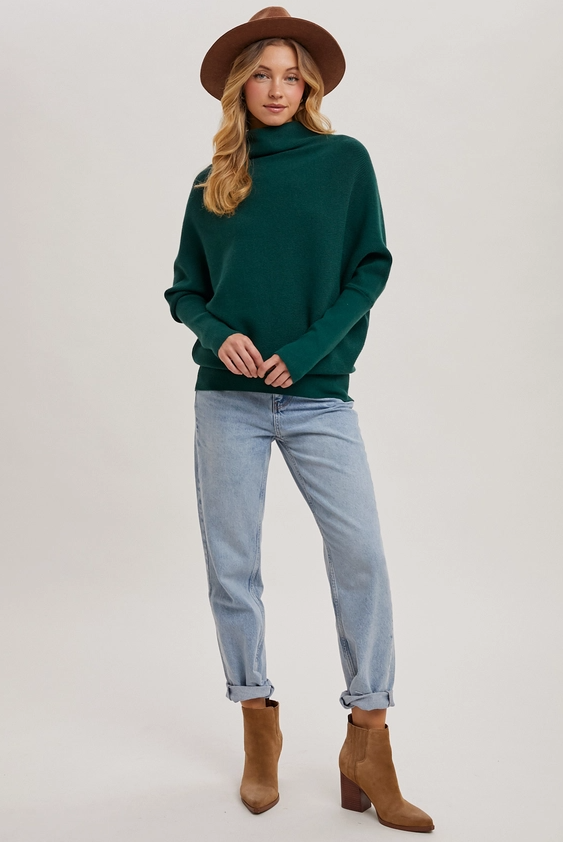 Slouch Neck Dolman Sleeved Pullover