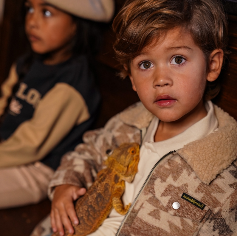 Printed Beige Wool Shacket