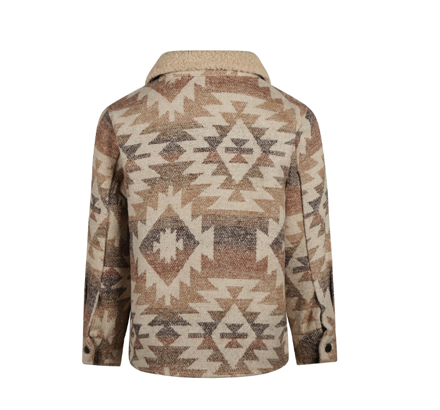 Printed Beige Wool Shacket