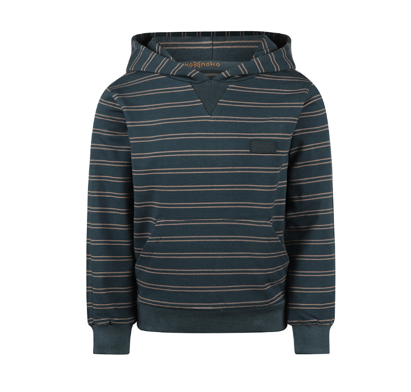 Steel Blue Striped Hoodie