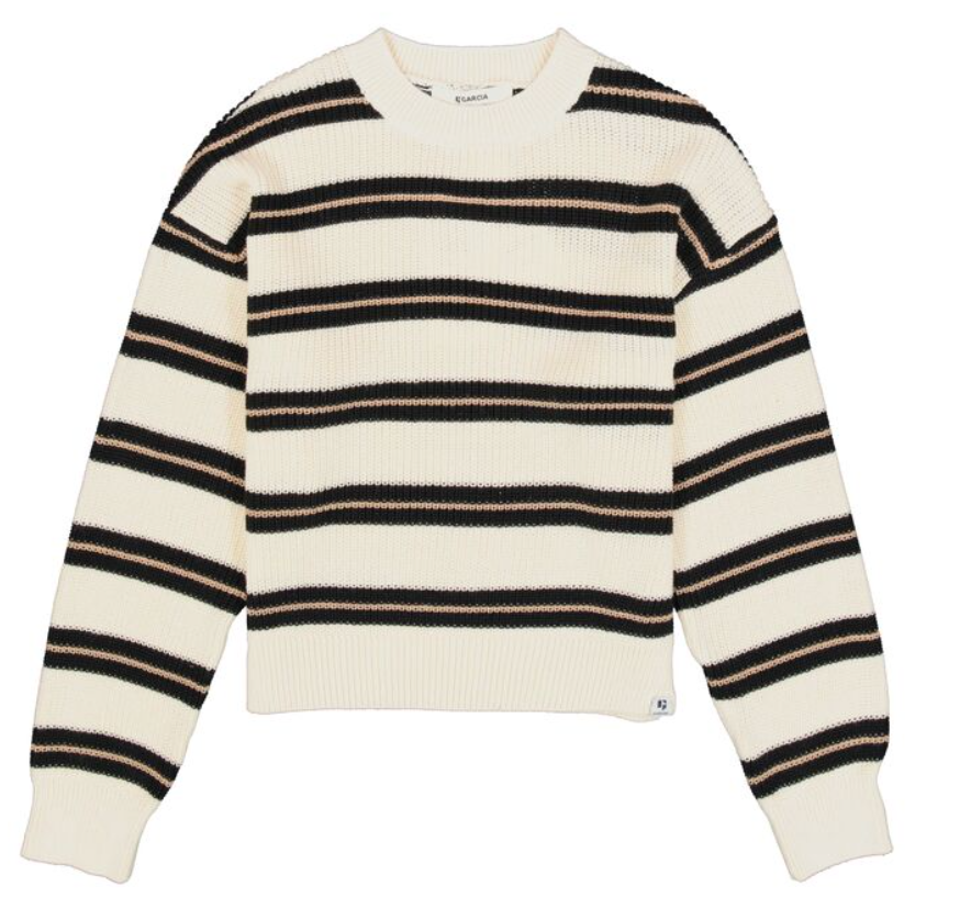 Youth striped crewneck knit sweater