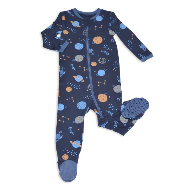 Bamboo Footie w/ Two Way Zipper(Space)