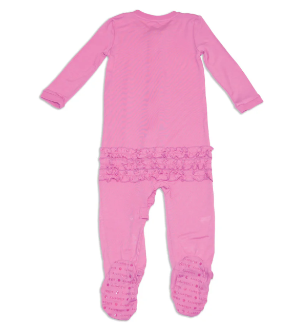 Bamboo Ruffle Footies w/ Two Way Zipper (Crocus)