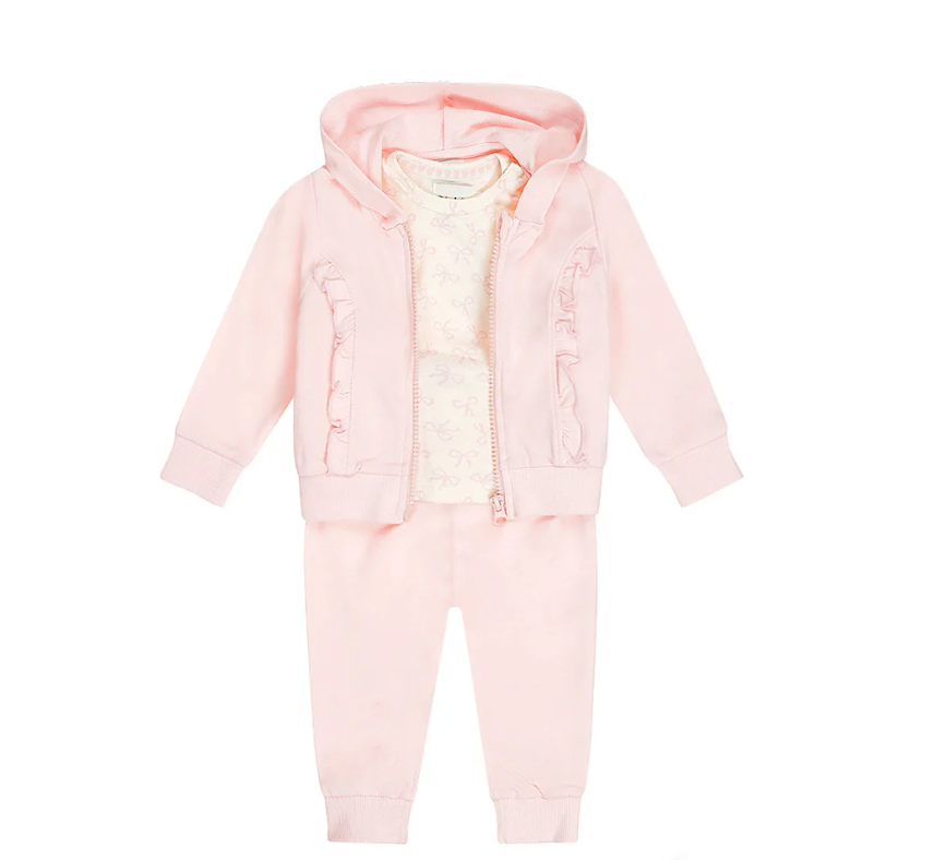 Infant Pink Bow 3pc Jogger Set