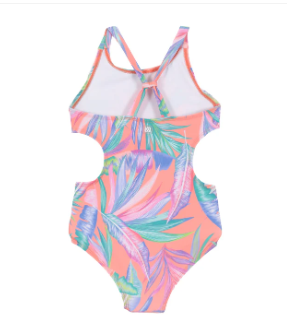 Girls' Coral One-Piece UV Swimsuit