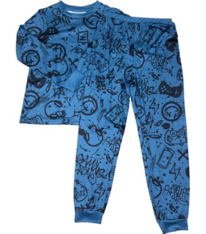 Blue Dizzy Smiley 2pc Pj Set