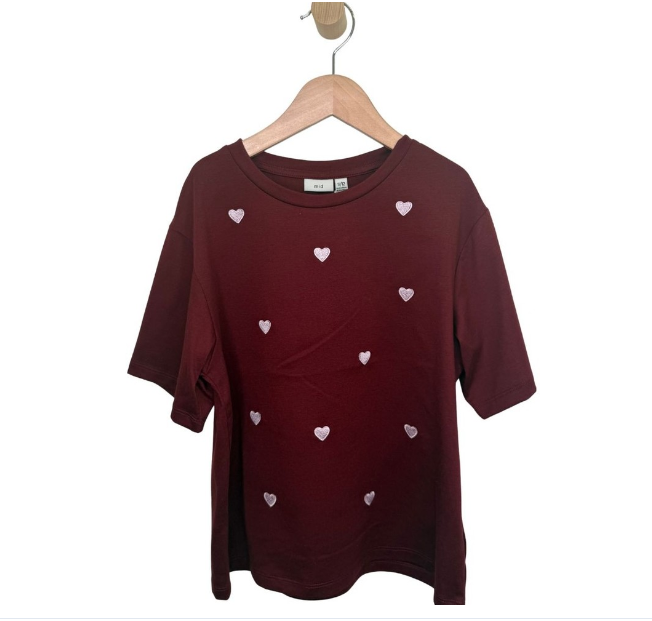 Youth Burgundy Heart Tee