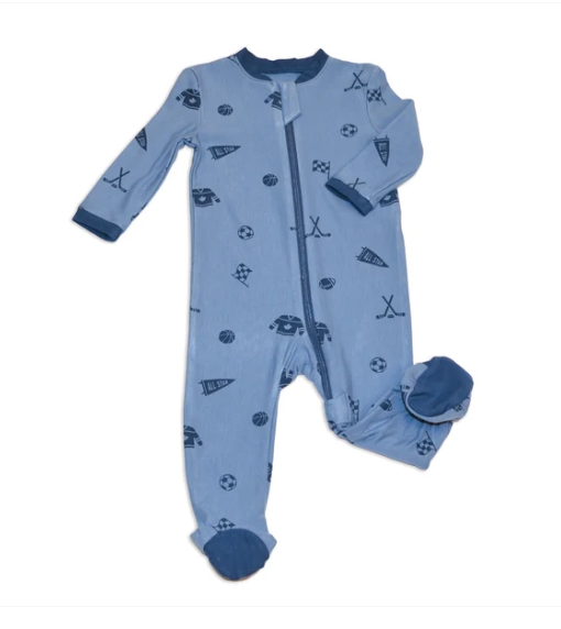 Bamboo Fleece Footie w/2 Way Zipper -All Star