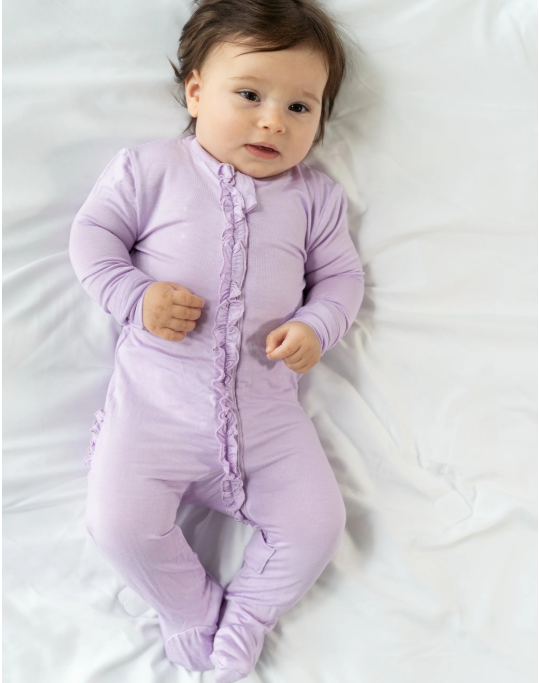 Bamboo Ruffle Footies with Two Way Zipper