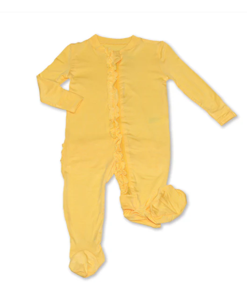 Bamboo Ruffle Footies with Two Way Zipper