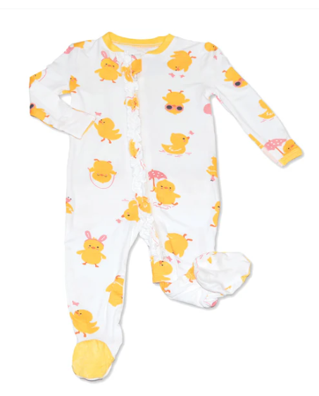 Bamboo Ruffle Footies with Two Way Zipper