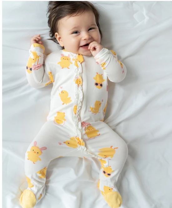 Bamboo Ruffle Footies with Two Way Zipper