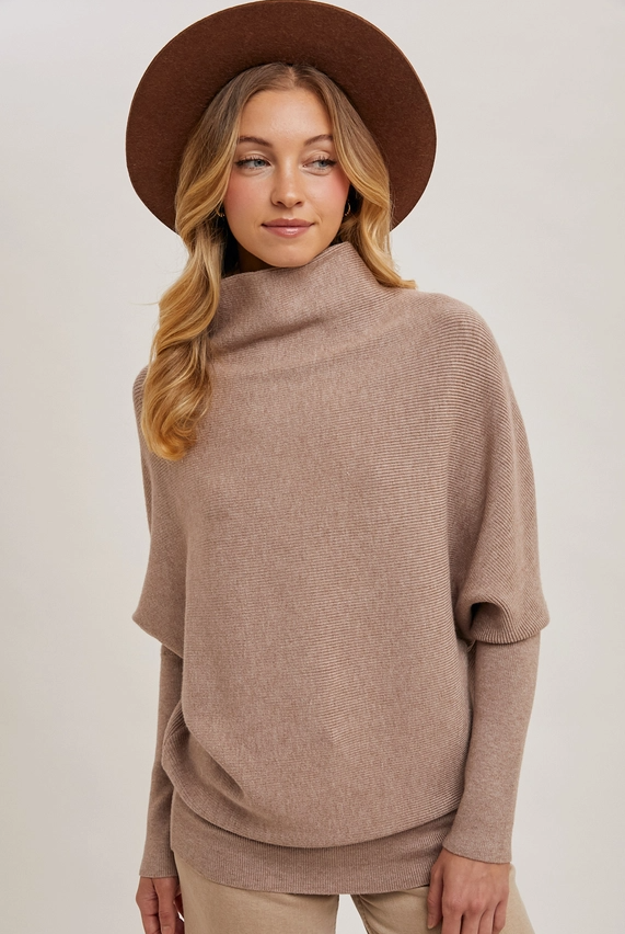 Slouch Neck Dolman Sleeved Pullover