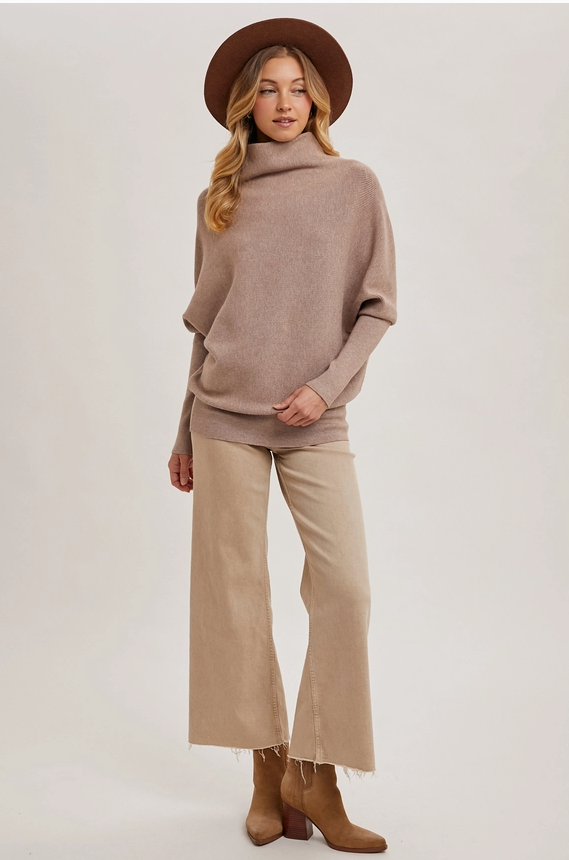 Slouch Neck Dolman Sleeved Pullover