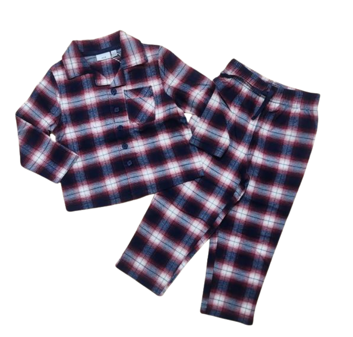 Youth Button Up Plaid Pajamas