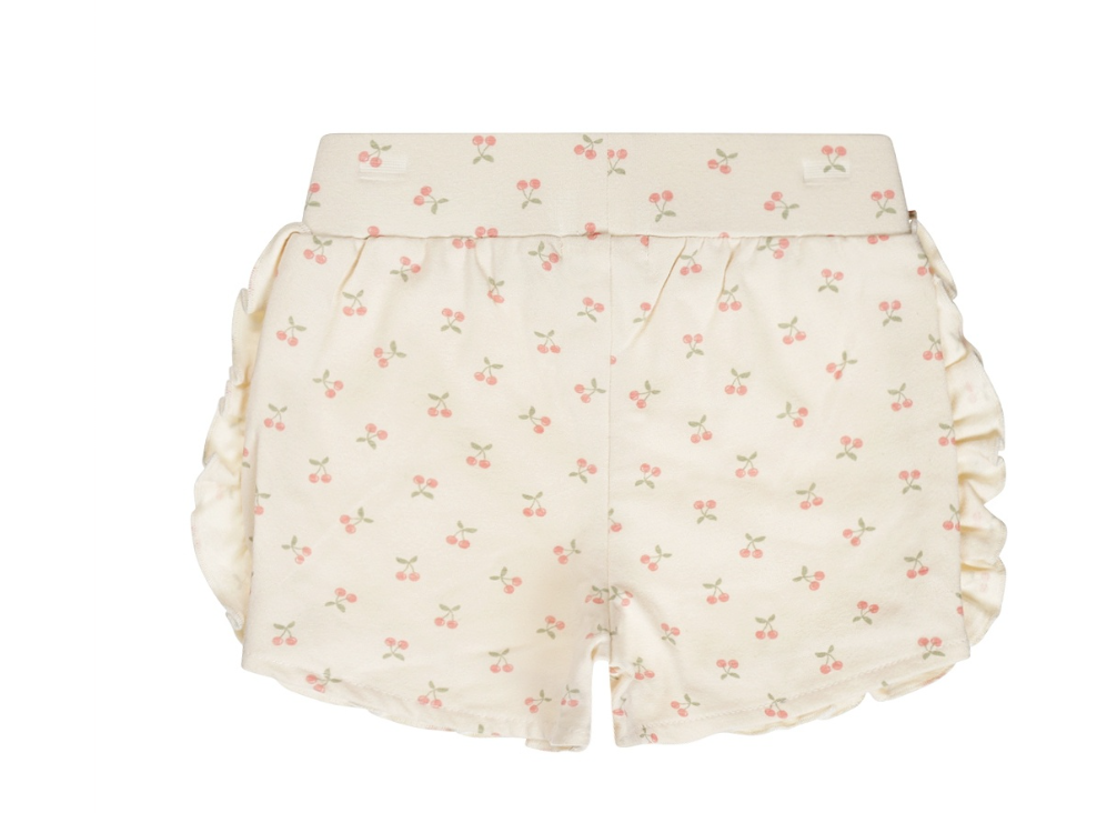 Off White Cherry Shorts w/ Ruffles