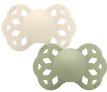 Load image into Gallery viewer, BIBS Infinity Silicone 2pk Symmetrical- Ivory/Sage
