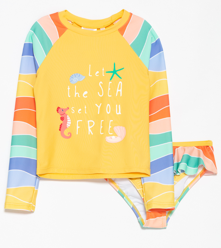 Patterned 2pc Rashguard Swimsuit