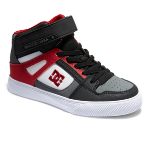 Children's DC Shoes Pure High Elastic Lace High Top Shoes -White/Grey/Red