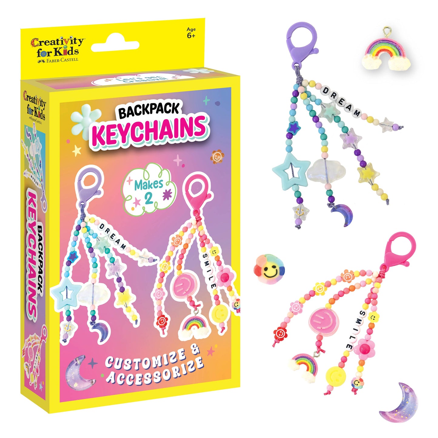 Backpack Keychain Kit for Kids - Makes 2 beaded keychains