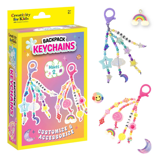 Backpack Keychain Kit for Kids - Makes 2 beaded keychains