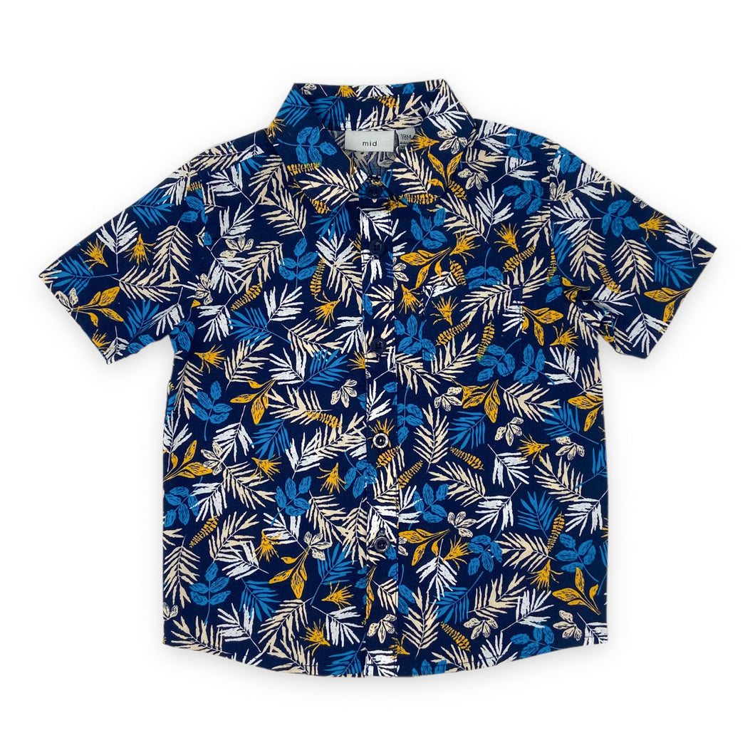 Youth Tropical Stripe Button Up