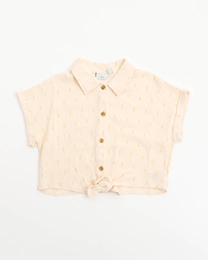 Youth Girls Metalic Stitch Crop Tee