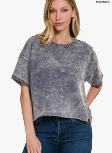 French Terry Raw Edge Crop Top