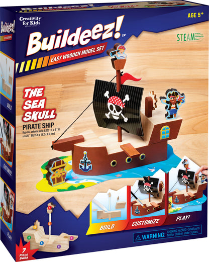Buildeez! The Sea Skull Pirate Ship - DIY Wooden Craft Kit