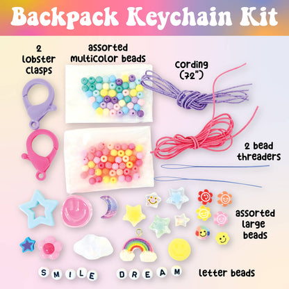 Backpack Keychain Kit for Kids - Makes 2 beaded keychains