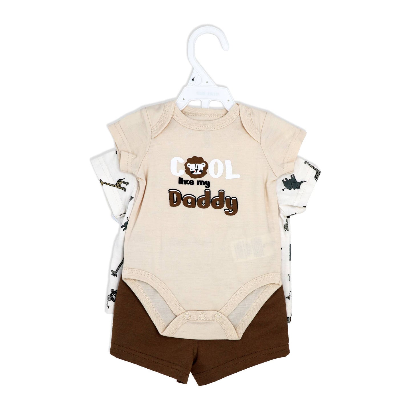 Boys 3 Piece Henley Bodysuit Short Set: Cool Like my Dadd